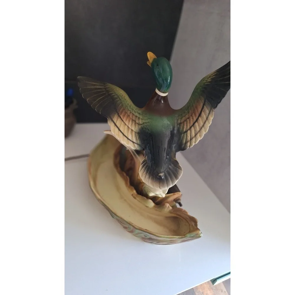 1950S LANE & CO MALLARD DUCK CERAMIC TV LAMP PLANTER MODEL 341 LIGHTS UP